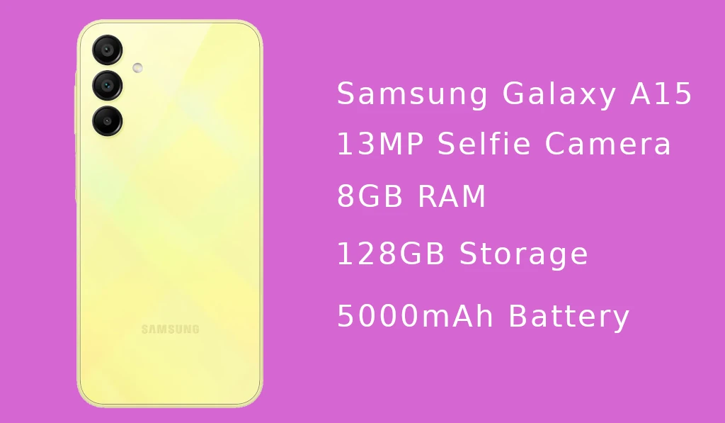 Samsung Galaxy A15 Camera Battery and Storage